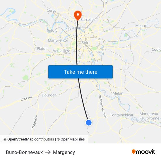 Buno-Bonnevaux to Margency map