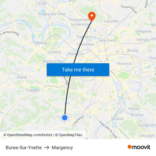 Bures-Sur-Yvette to Margency map