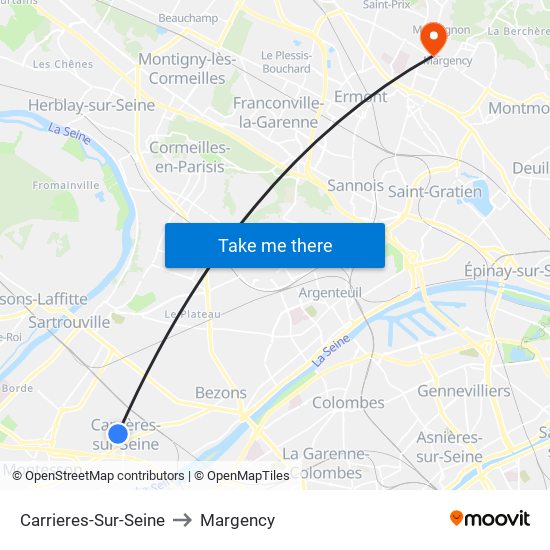 Carrieres-Sur-Seine to Margency map