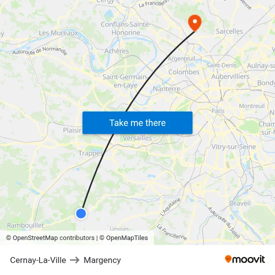 Cernay-La-Ville to Margency map
