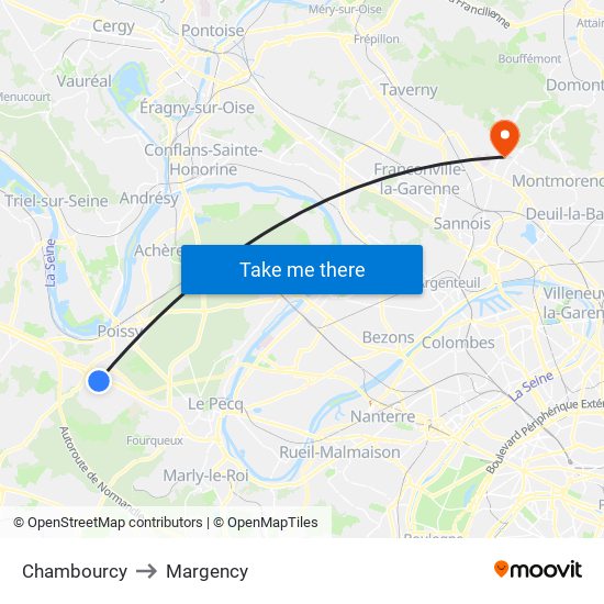 Chambourcy to Margency map