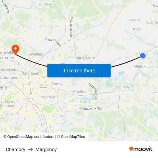 Chambry to Margency map