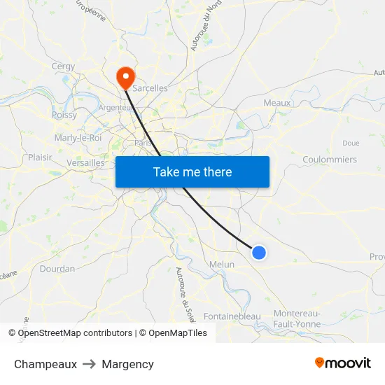 Champeaux to Margency map