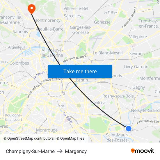 Champigny-Sur-Marne to Margency map