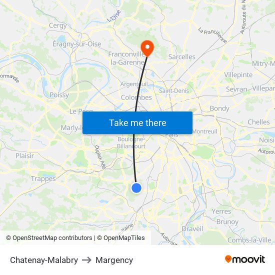 Chatenay-Malabry to Margency map