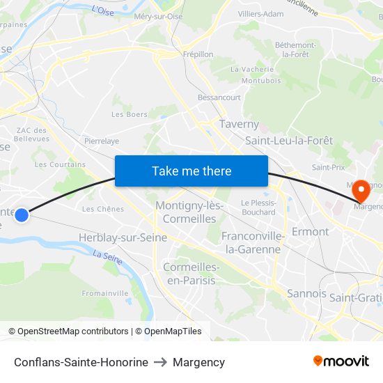 Conflans-Sainte-Honorine to Margency map