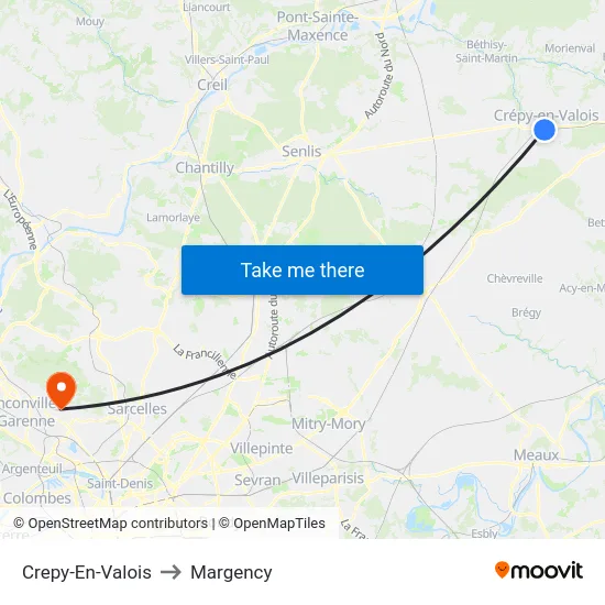 Crepy-En-Valois to Margency map