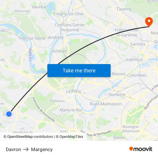 Davron to Margency map