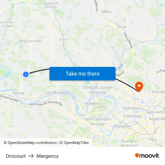 Drocourt to Margency map