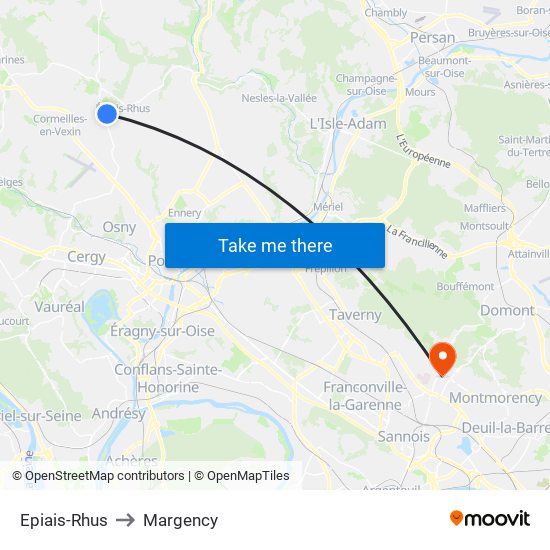 Epiais-Rhus to Margency map