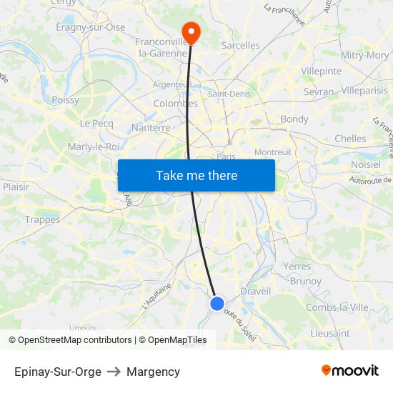 Epinay-Sur-Orge to Margency map