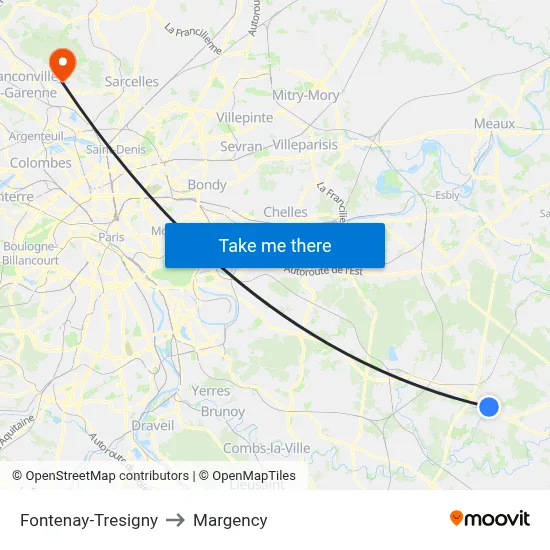 Fontenay-Tresigny to Margency map