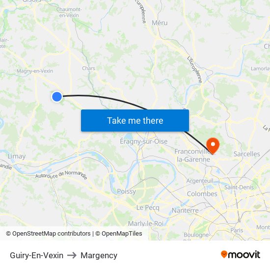 Guiry-En-Vexin to Margency map
