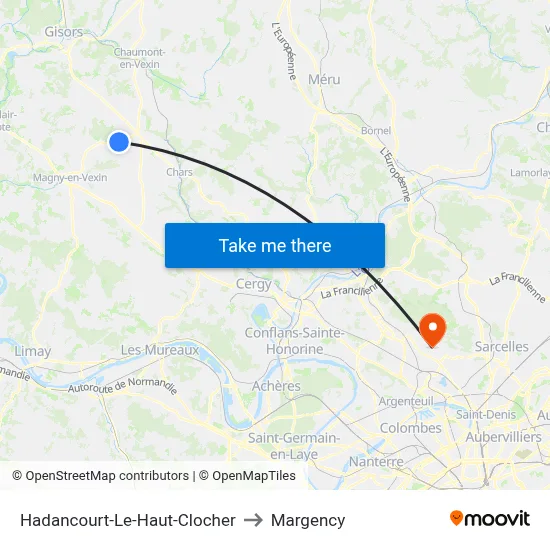 Hadancourt-Le-Haut-Clocher to Margency map