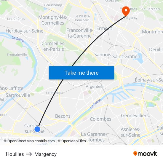 Houilles to Margency map