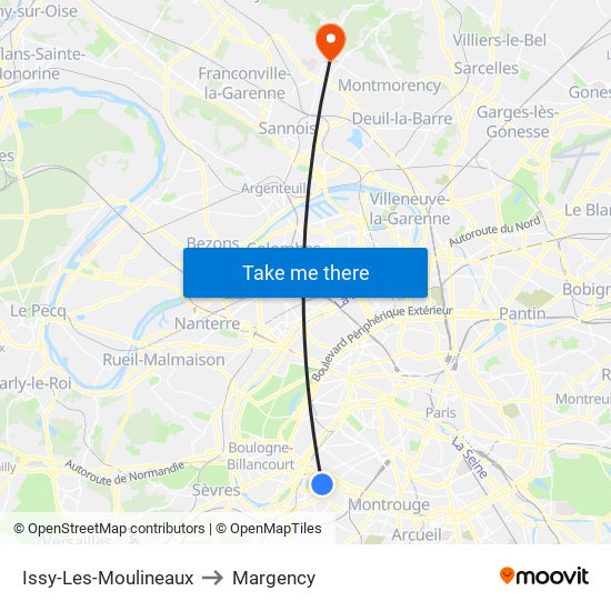 Issy-Les-Moulineaux to Margency map