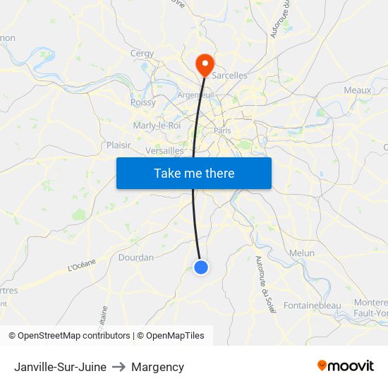 Janville-Sur-Juine to Margency map