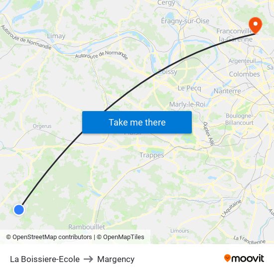 La Boissiere-Ecole to Margency map