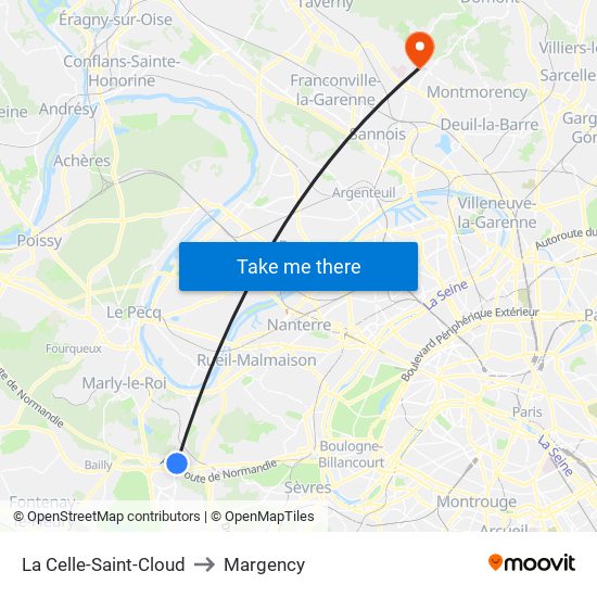 La Celle-Saint-Cloud to Margency map