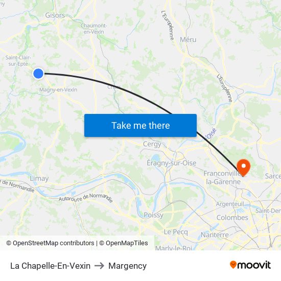 La Chapelle-En-Vexin to Margency map