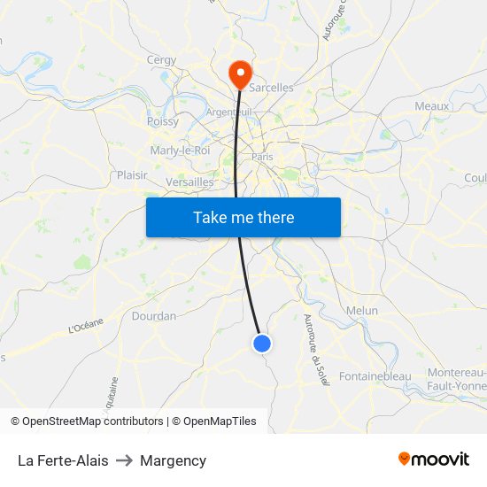 La Ferte-Alais to Margency map