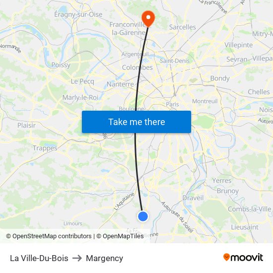 La Ville-Du-Bois to Margency map