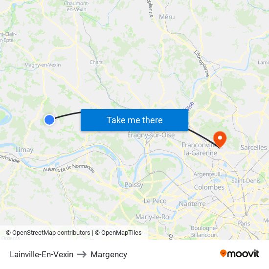 Lainville-En-Vexin to Margency map