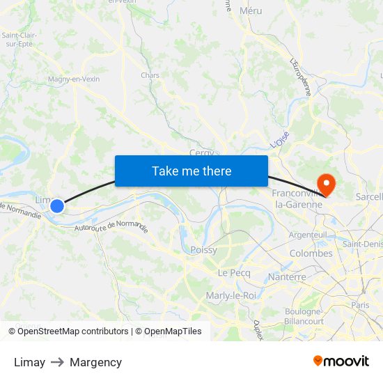 Limay to Margency map
