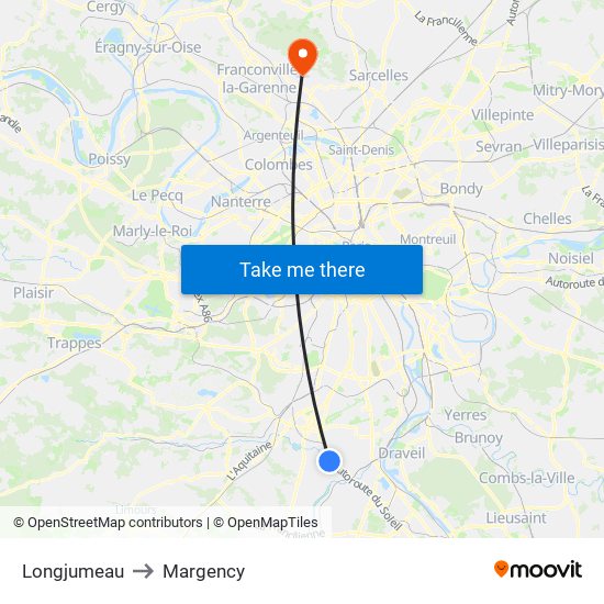 Longjumeau to Margency map