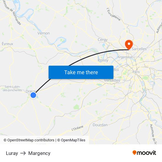 Luray to Margency map