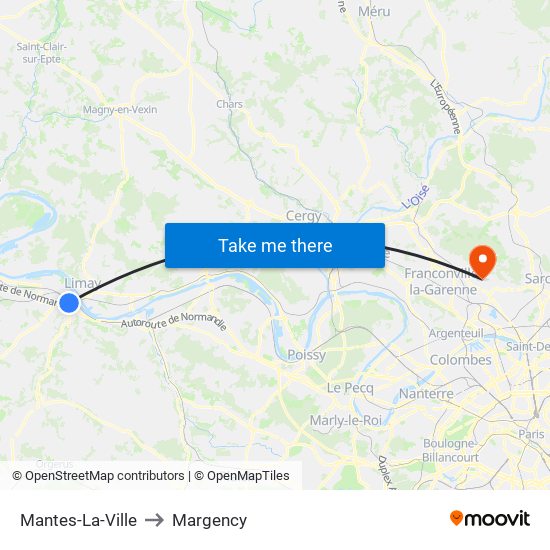 Mantes-La-Ville to Margency map
