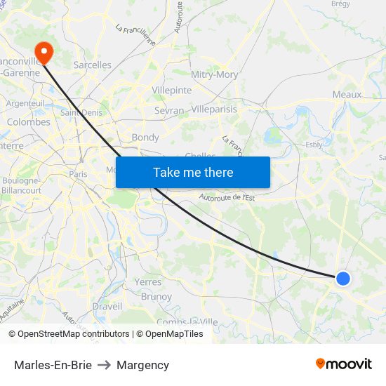 Marles-En-Brie to Margency map