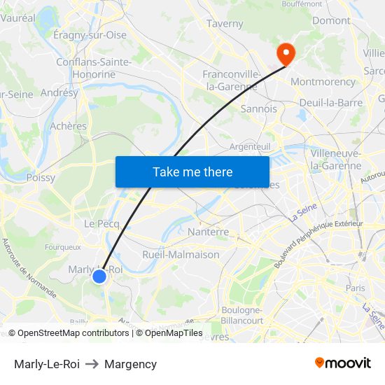 Marly-Le-Roi to Margency map