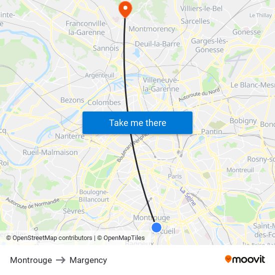 Montrouge to Margency map