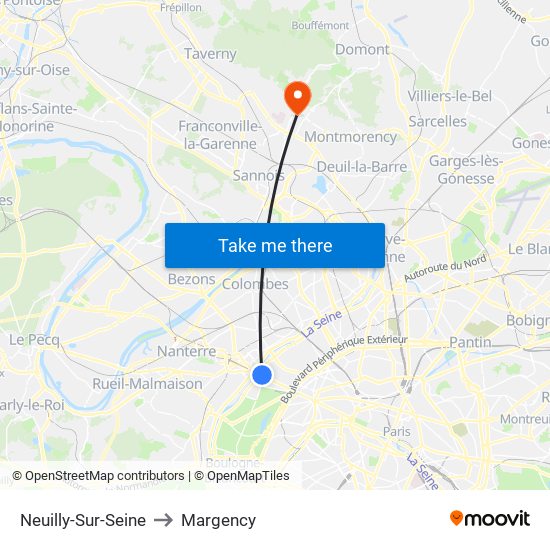 Neuilly-Sur-Seine to Margency map