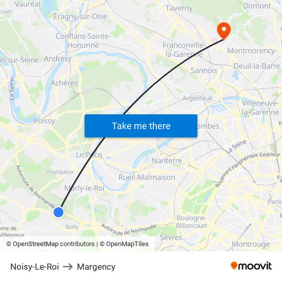 Noisy-Le-Roi to Margency map