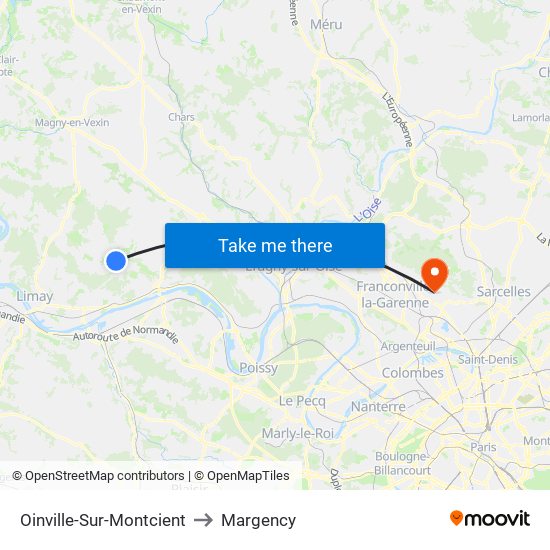 Oinville-Sur-Montcient to Margency map