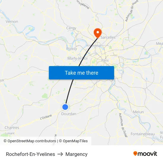 Rochefort-En-Yvelines to Margency map