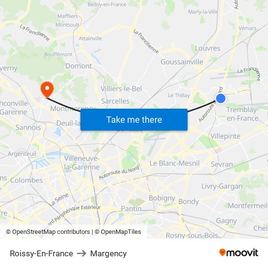 Roissy-En-France to Margency map
