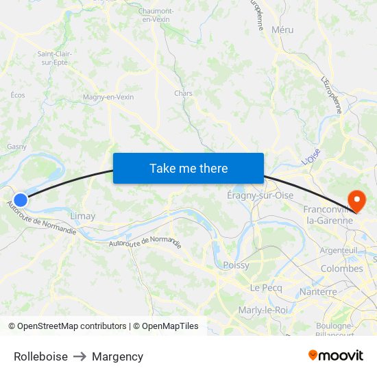 Rolleboise to Margency map