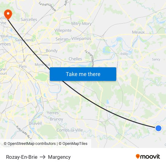 Rozay-En-Brie to Margency map