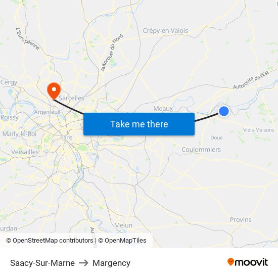 Saacy-Sur-Marne to Margency map