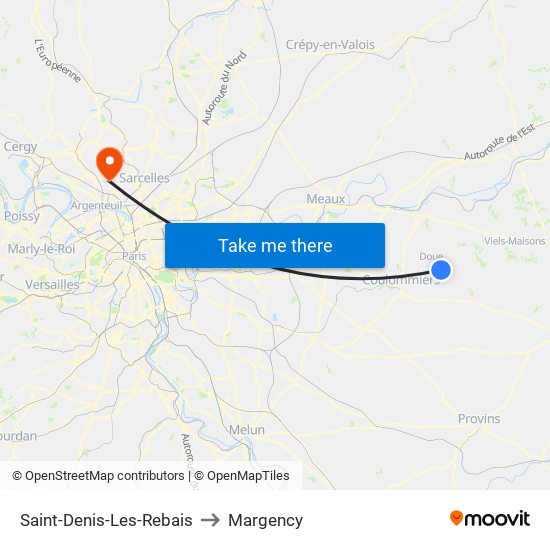 Saint-Denis-Les-Rebais to Margency map