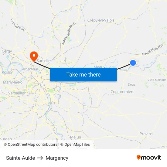 Sainte-Aulde to Margency map