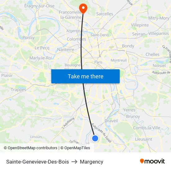 Sainte-Genevieve-Des-Bois to Margency map