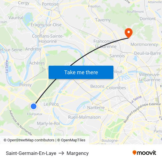 Saint-Germain-En-Laye to Margency map