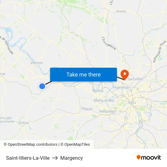 Saint-Illiers-La-Ville to Margency map
