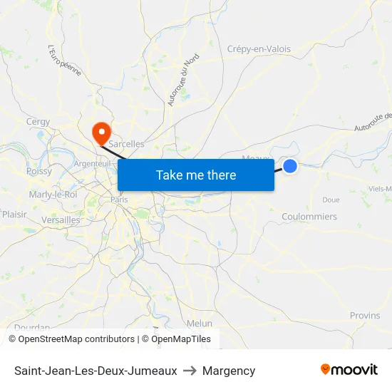 Saint-Jean-Les-Deux-Jumeaux to Margency map