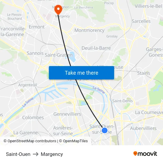Saint-Ouen to Margency map