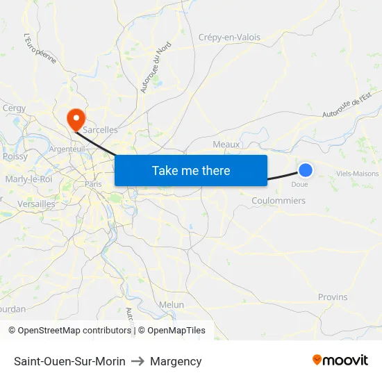 Saint-Ouen-Sur-Morin to Margency map